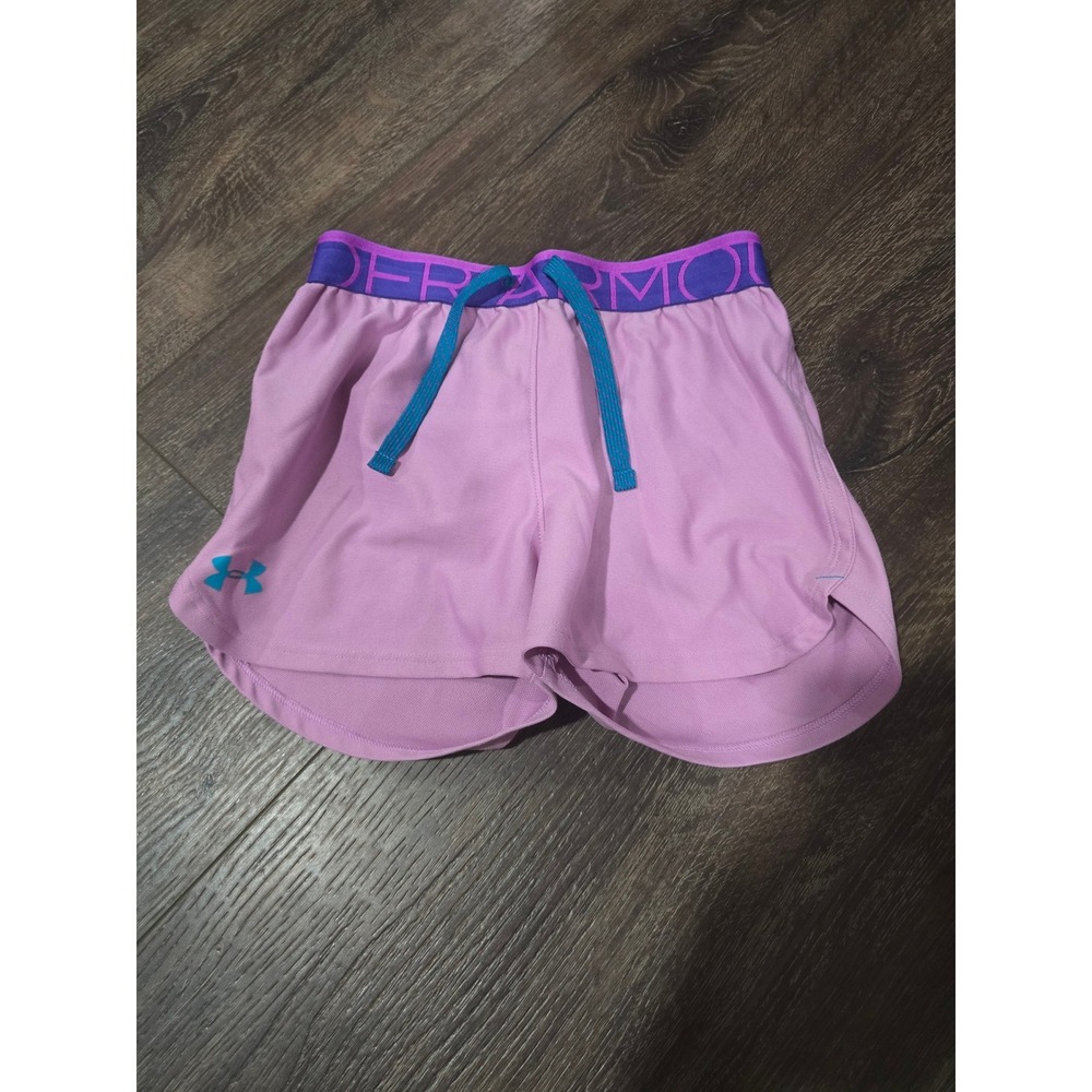 Under Armour Girls HeatGear Loose Fit Athletic Shorts Pink Purple Teal YMD 10-12